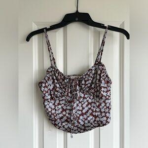 LA Hearts Satin Floral Crop Tank Size XS